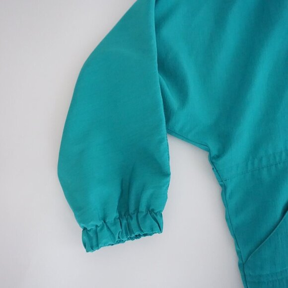 Vintage 80S Cyclone Neon Teal w Purple Trim Zip Up Lightweight Bomber Jacket M - Picture 9 of 10